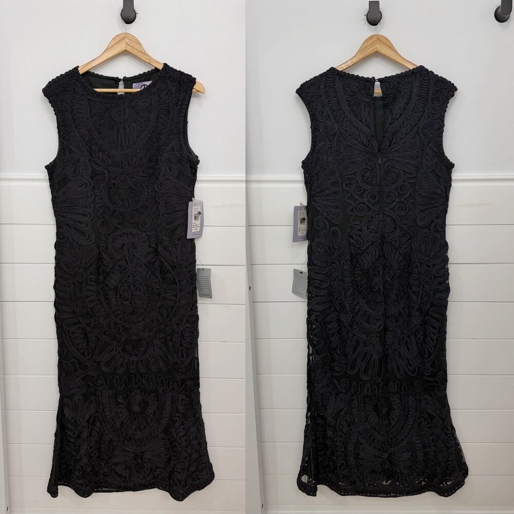 NWT Women’s JS Collections Soutache Mesh Dress In Black Size 16